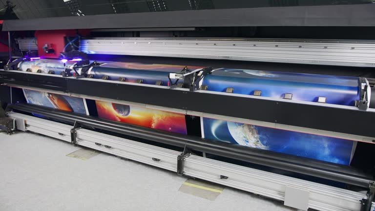 Large format printer printing on a roll of paper at high speed